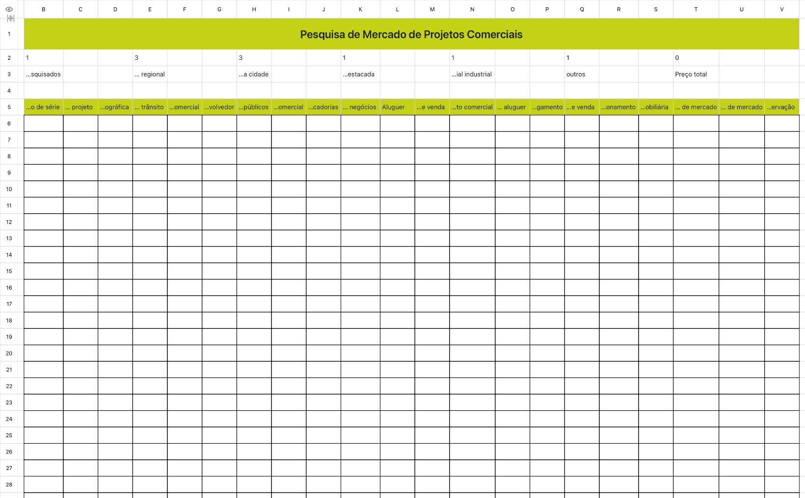 Pesquisa de Mercado de Projetos Comerciais